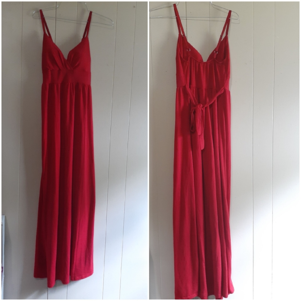 JL Red maxi dress tank dress soft bow back small